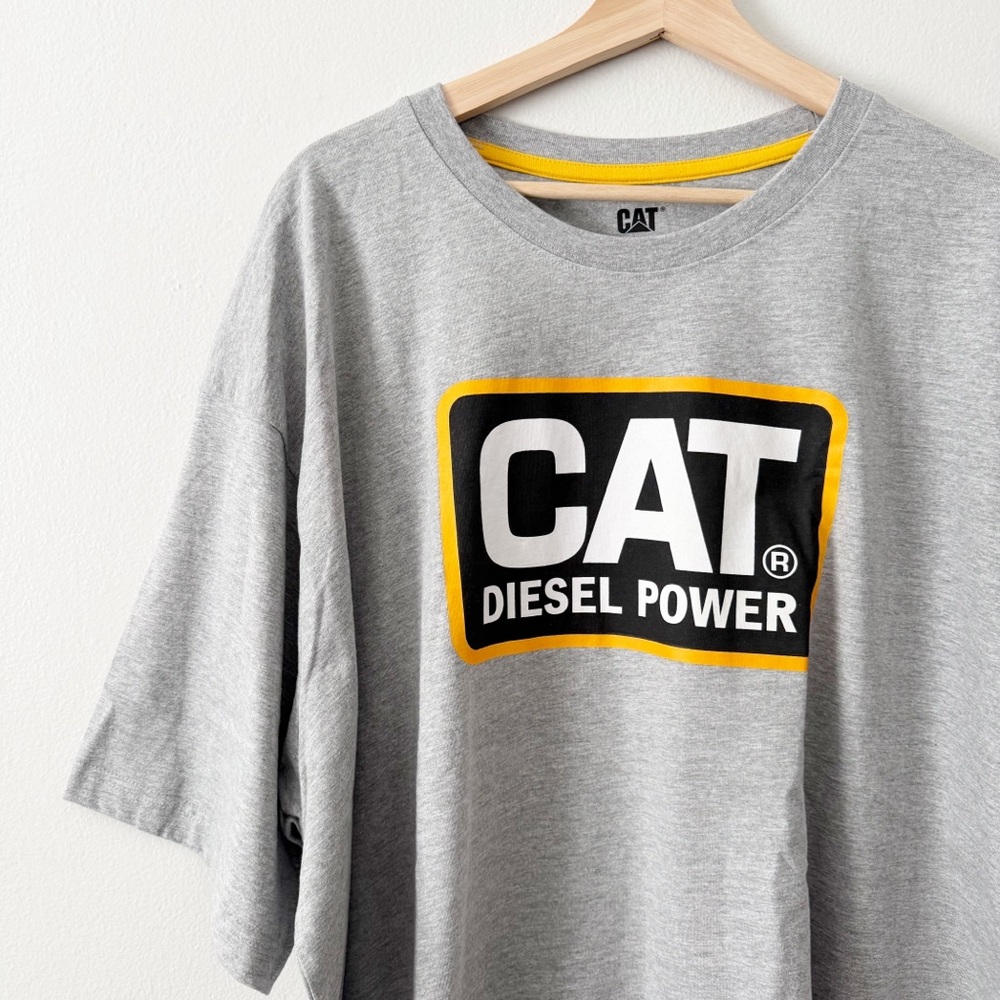 CAT Caterpillar Diesel Power Short Sleeve T-Shirt Heather Gray Men's 4XL NWT